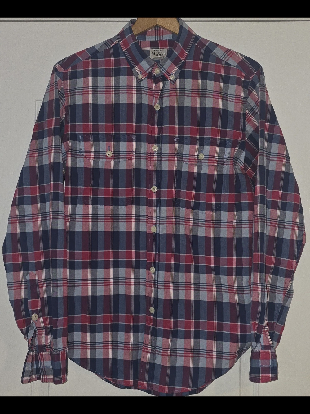 J. Crew Plaid "Madras" Button-Down Shirt - Navy, Red & White